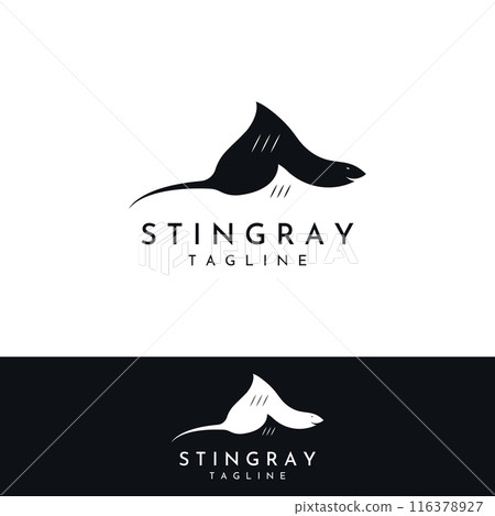 Marine animal stingray or batoidea logo design. With template vector illustration. Marine animal stingray or batoidea logo design. With template vector illustration. 116378927