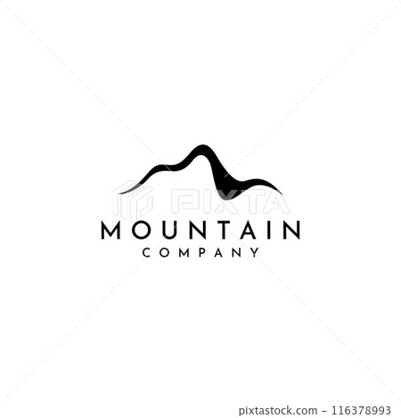 Mountain landscape view, minimalistic design. Logo for photographers, climbers and adventurers. Editing using vector illustration. 116378993