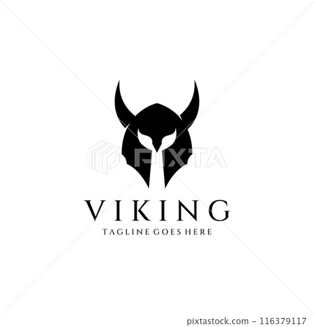 Viking warrior helmet logo with horned helmet and viking with the letter V. The logo can be used for boats, sports and others. Viking warrior helmet logo with horned helmet and viking with the letter V. The logo can be used for boats, sports and others. 116379117