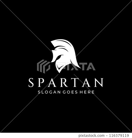 Strong and brave spartan or spartan war warrior helmet logo.Designed with template vector illustration editing. Strong and brave spartan or spartan war warrior helmet logo.Designed with template vector illustration editing. 116379119