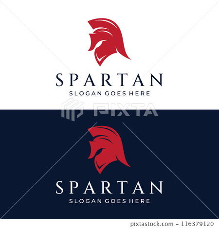 Strong and brave spartan or spartan war warrior helmet logo.Designed with template vector illustration editing. Strong and brave spartan or spartan war warrior helmet logo.Designed with template vector illustration editing. 116379120