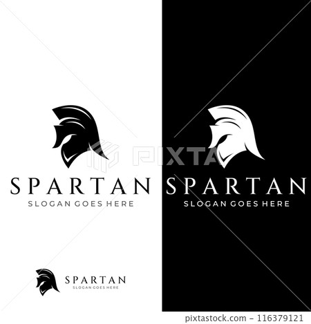 Strong and brave spartan or spartan war warrior helmet logo.Designed with template vector illustration editing. 116379121