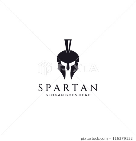 Strong and brave spartan or spartan war warrior helmet logo.Designed with template vector illustration editing. Strong and brave spartan or spartan war warrior helmet logo.Designed with template vector illustration editing. 116379132