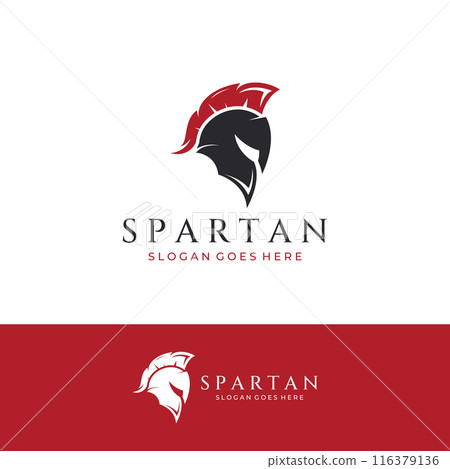 Strong and brave spartan or spartan war warrior helmet logo.Designed with template vector illustration editing. Strong and brave spartan or spartan war warrior helmet logo.Designed with template vector illustration editing. 116379136