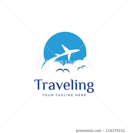 Travel agency logo design and summer vacation with airplanes. The logo can be for corporate businesses and airline ticket agents. 116379152