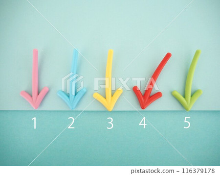 Colorful down arrows and numbers 116379178