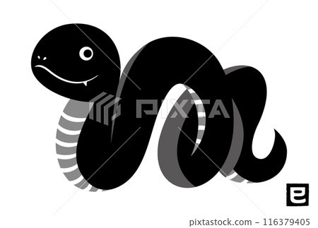 2025 Snake Year Japanese modern New Year's card illustration of a snake (hebi, snake)_Monotone New Year's material template 2025 Snake Year Japanese modern New Year's card illustration of a snake (hebi, snake)_Monotone New Year's material template 116379405