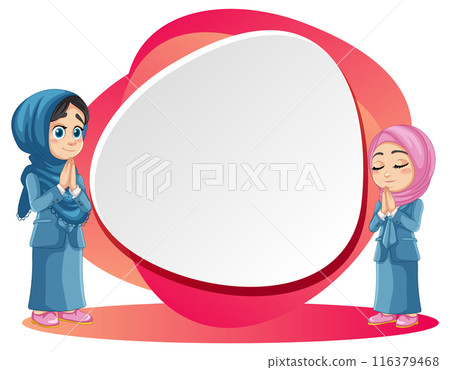 Two Girls in Prayer Pose 116379468