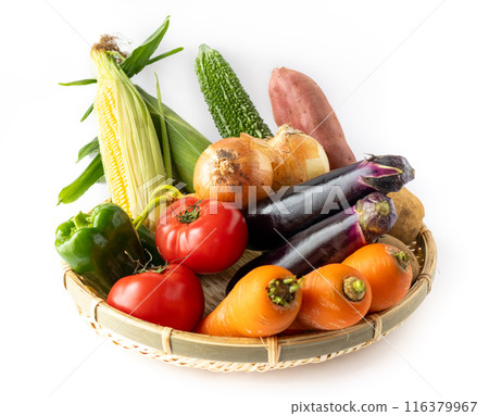 Colorful vegetables ingredients white background Colorful vegetables ingredients white background 116379967