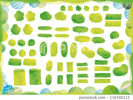 Watercolor style green speech bubbles and titles set 116380115