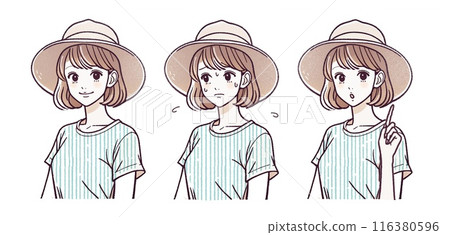 夏季防暑/防暑/防紫外線插畫素材 夏季防暑/防暑/防紫外線插畫素材 116380596