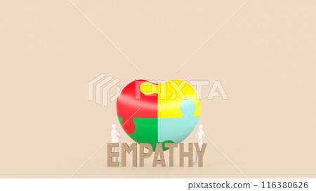 The puzzle heart multicolour  for empathy and teamwork 3d rendering. 116380626