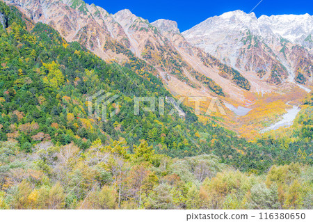 [Autumn material] Kinshu Kamikochi and the clear stream of Azusa River [Nagano Prefecture] 116380650