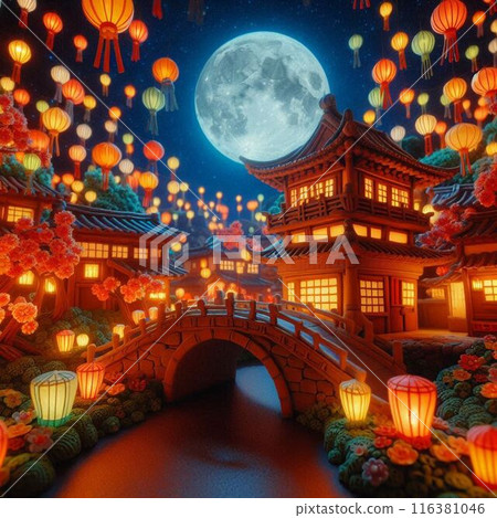 燈籠在夜色的城市裡閃閃發光 116381046