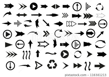 Arrows big black set icons. Arrow icon Arrows big black set icons. Arrow icon 116381213