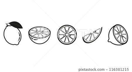 Lemon icons set isolate on white background Lemon icons set isolate on white background 116381215