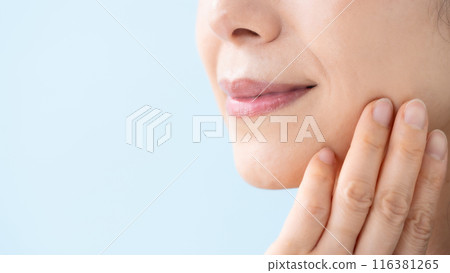 Women's mouth, 50s, nasolabial folds 116381265