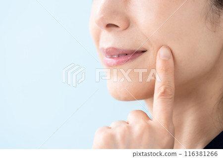 Women's mouth, 50s, nasolabial folds 116381266