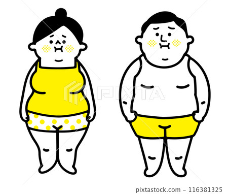 Illustration of a fat man and woman Illustration of a fat man and woman 116381325