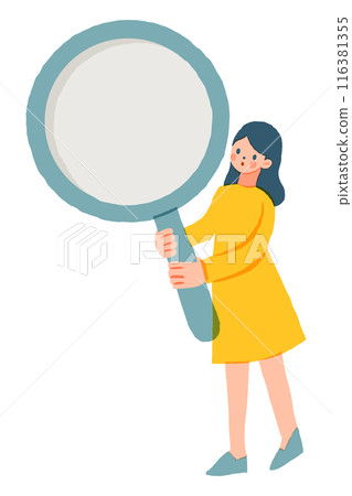 Woman with a magnifying glass 116381355