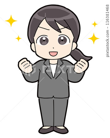 用雙手做膽量姿勢的女商人 用雙手做膽量姿勢的女商人 116381468