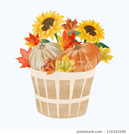 Cute Watercolor Fall Clipart - Download Cozy Autumn Illustration 116381686