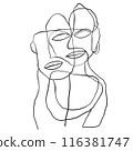 Portrait in modern abstract graphic style, Simple hand drawn black and white. Abstract composition. 116381747