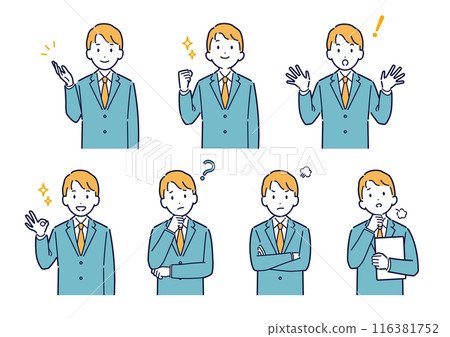 Business men's facial expression variation set _ illustration 116381752