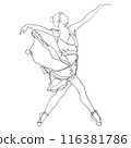 Line art of Ballet Modern Minimalist Drawing. Woman Ballerina One Line Illustration 116381786
