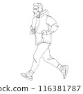 Line art of Young man is jogging, continous line 116381787