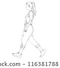 Line art of Young man is walking, continous line 116381788