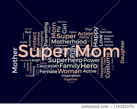 Super Mom wordcloud template. Mom Love concept vector background. 116382070