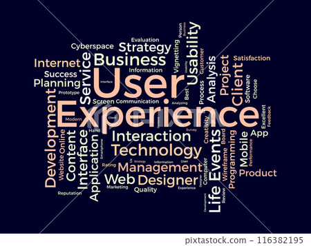 User Experience wordcloud template. Web Business concept vector background. 116382195