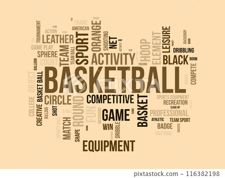 Basketball wordcloud template. Sport concept vector background. Basketball wordcloud template. Sport concept vector background. 116382198