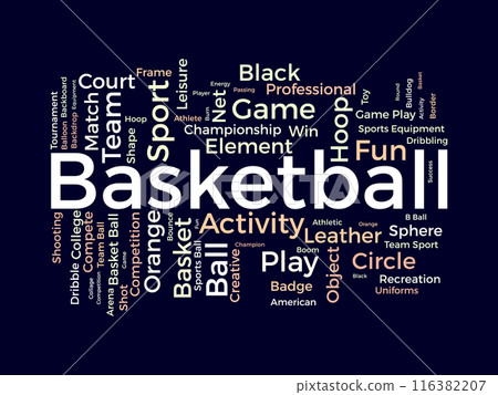 Basketball wordcloud template. Sport concept vector background. Basketball wordcloud template. Sport concept vector background. 116382207
