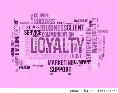 Loyalty wordcloud template. Progress management concept vector background. Loyalty wordcloud template. Progress management concept vector background. 116382377