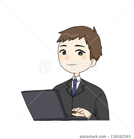 A man in a suit using a laptop 116382563