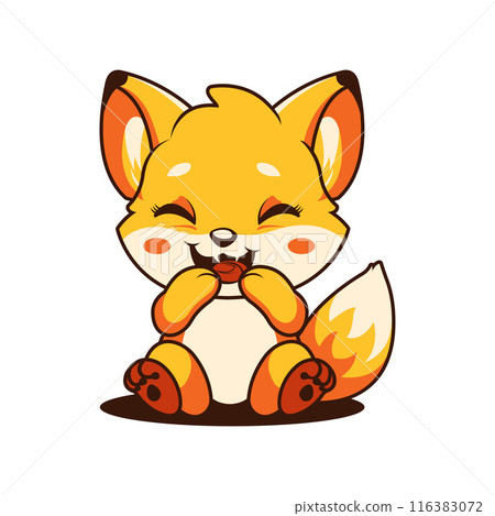Cute Baby Fox Animal Mascot Cartoon Character Illustration with Happy Expression 116383072
