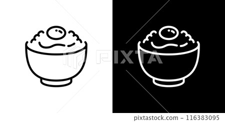 Simple egg rice line icon Simple egg rice line icon 116383095