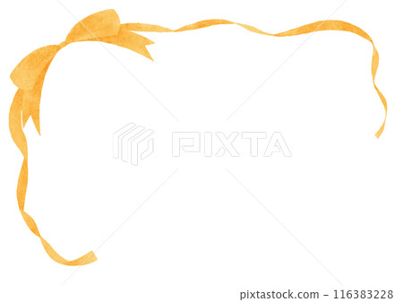 黃絲帶裝飾框水彩觸感 116383228
