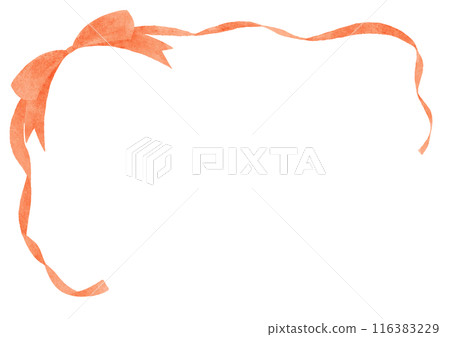 橙色絲帶裝飾框水彩觸摸 116383229