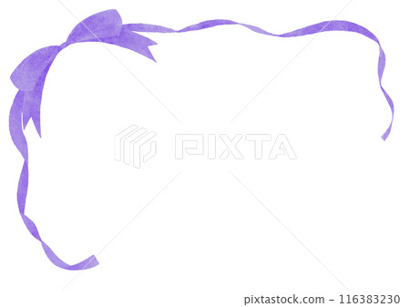 紫色絲帶裝飾框水彩觸感 116383230