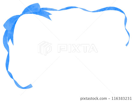 藍絲帶裝飾框水彩觸摸 116383231