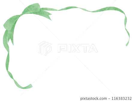 綠色絲帶裝飾框水彩觸感 116383232