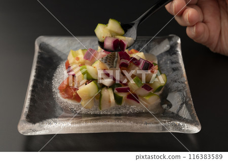 Ceviche Fish Ceviche Spoon Spoon Lift Ceviche Fish Ceviche Spoon Spoon Lift 116383589