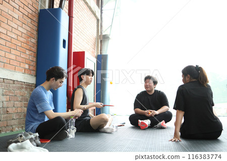 Friends playing pingpong Friends playing pingpong 116383774