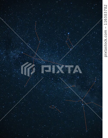 Constellations around the Summer Triangle (with connecting lines) Constellations around the Summer Triangle (with connecting lines) 116383782