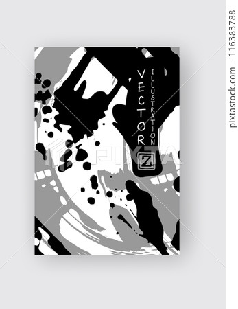 Black and gray ink brush stroke on white background. Black and gray ink brush stroke on white background. 116383788