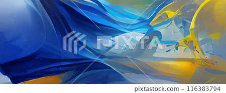 Abstract background modern futuristic graphic. Yellow, Gold, Blue background. 116383794