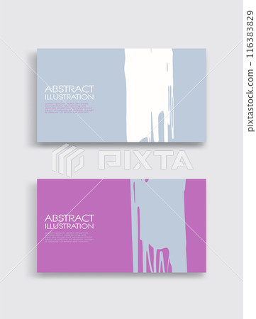 Pink white gray ink brush stroke card on white background. Japanese style. 116383829